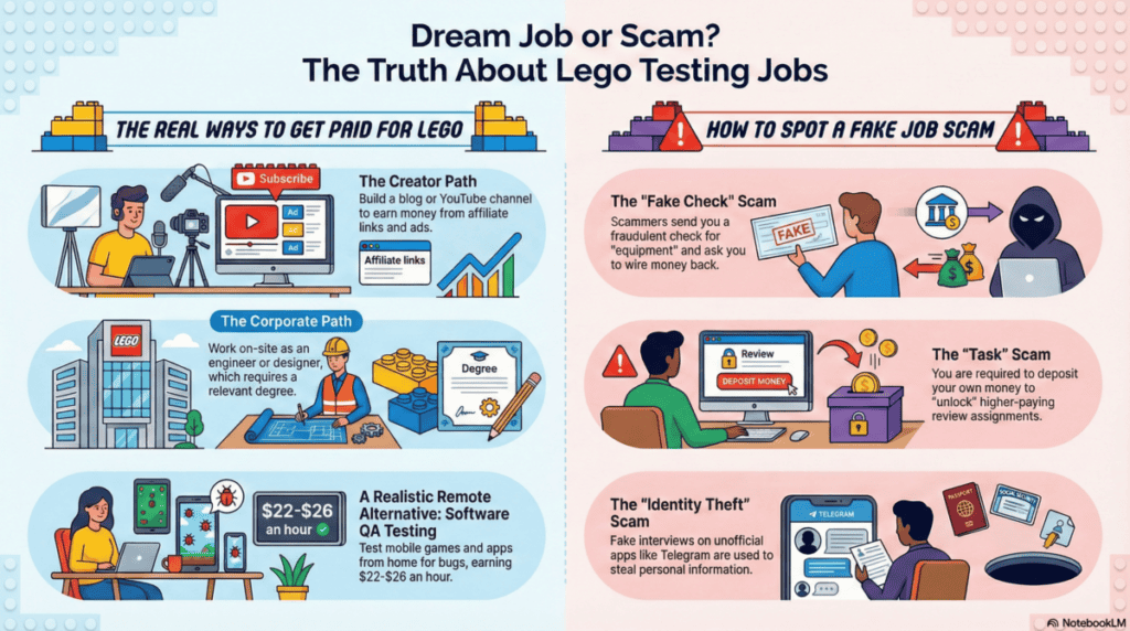 Infographic on Lego testing jobs
