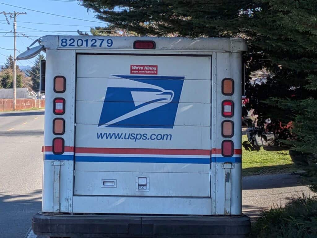 A picture of a mail vehicle, usps. Some wonder on building trust through email automation for beginners.