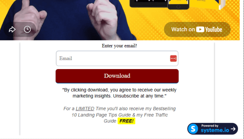 A lead capture form on a website. Some wonder how to embed systeme io form on wordpress blog