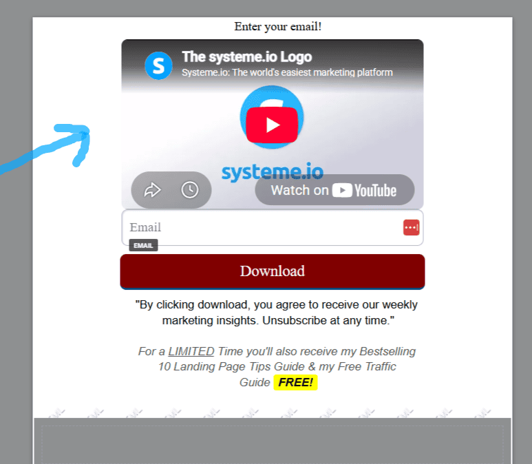 A picture of a video getting embedded into a landing page. Some wonder How to Embed YouTube Video Background in Systeme.io